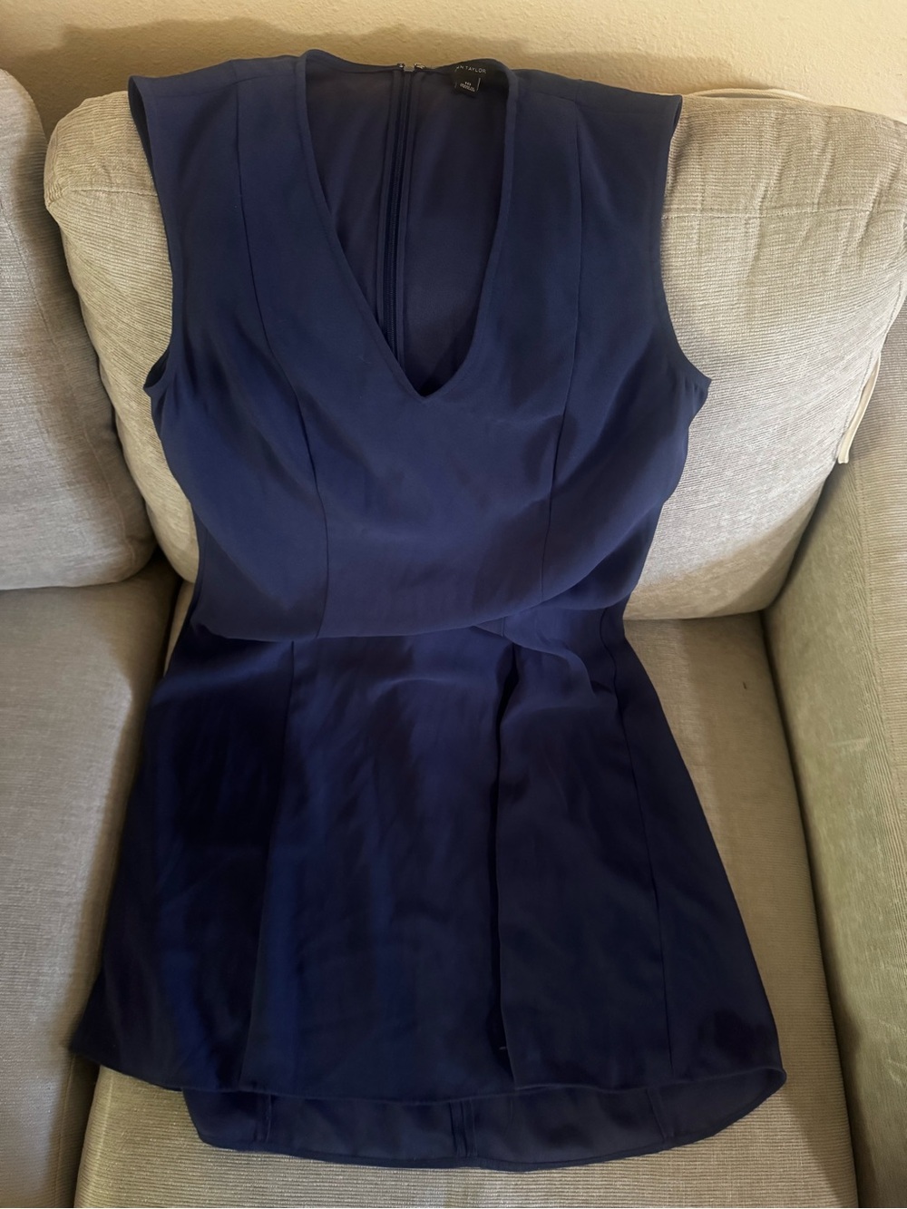 Ann Taylor Navy Sleeveless V-Neck Mini Dress
